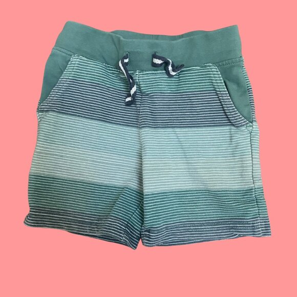 Green Striped Toddler Shorts | Size 18M | Comfy Knit Pull-On Summer Shorts - Picture 2 of 6